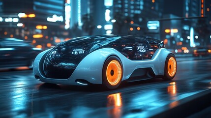 Obraz premium Autonomous vehicle technology and smart mobility concept 
