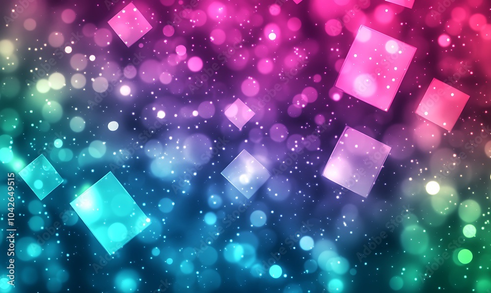 Leinwandbilder A vibrant abstract background featuring colorful bokeh effects and geometric shapes, creating a lively and dynamic visual experience.
