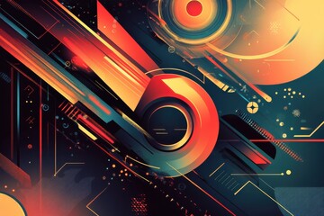 Obraz premium Dynamic Abstract Vector with Geometric Arrows and Circles
