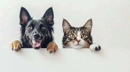 Obraz premium image of cats and dogs looking over