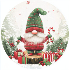 Christmas gnomes and gift