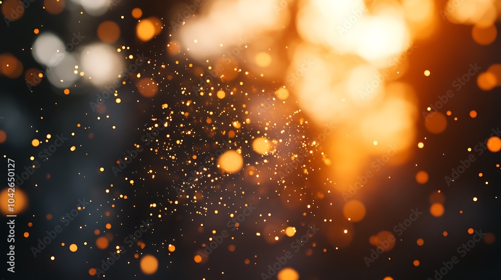 Poster A mesmerizing display of shimmering particles illuminated by warm light, creating a magical atmosphere.