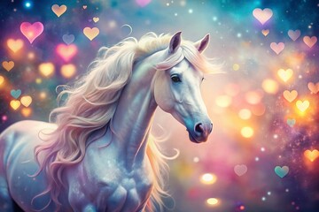 Enchanting Valentine's Day Unicorn with Bokeh Effect for Romantic Celebrations