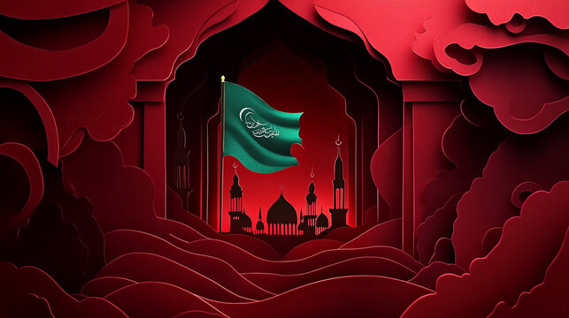 Ramadan Kareem, Eid ul Fitr, Eid ul Adha, Muharram, Majlis, Matam, Islamic Religious Concept Background, Generative Ai