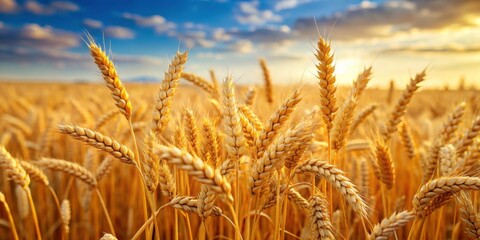 Ripe golden wheat spikelets in a field , agriculture, harvest, farming, cereal, grain, crop, ripe