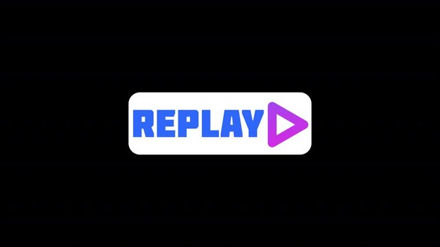 Replay icon animation on black background, animated action replay background, replay icon template.