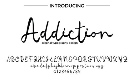 Addiction Font Stylish brush painted an uppercase vector letters, alphabet, typeface