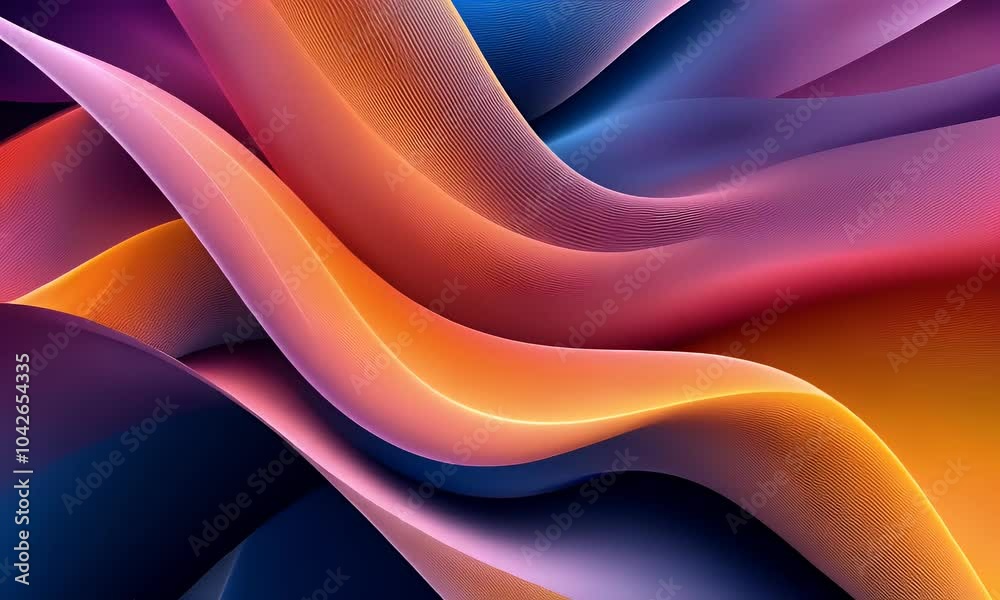 Wall mural colorful abstract background with wavy lines on a black background. abstract gradient color waves fo