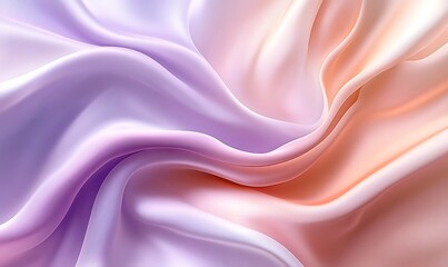 Obraz premium A smooth, flowing fabric in soft pastel shades of lavender and peach, showcasing elegant folds and a silky texture.