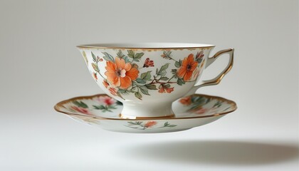 Elegant Porcelain Teacup with Floral Design