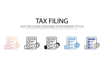 Tax Filing icon design with white background stock illustration
