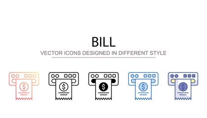 Bill icon design with white background stock illustration