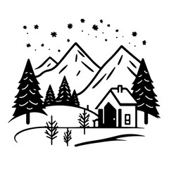 illustration of landscape vector white and black