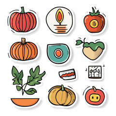 set of pumpkins vector fall theme 