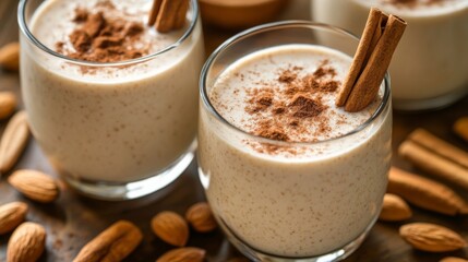 Almond Milk with Cinnamon Sticks and Ground Cinnamon
