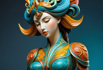 Naklejka premium Abstract Elegant Fantasy Woman Sculpture