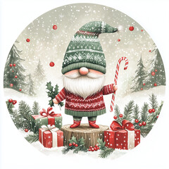 Christmas gnomes and gift