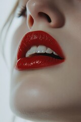 Obraz premium A woman with a red lip is smiling