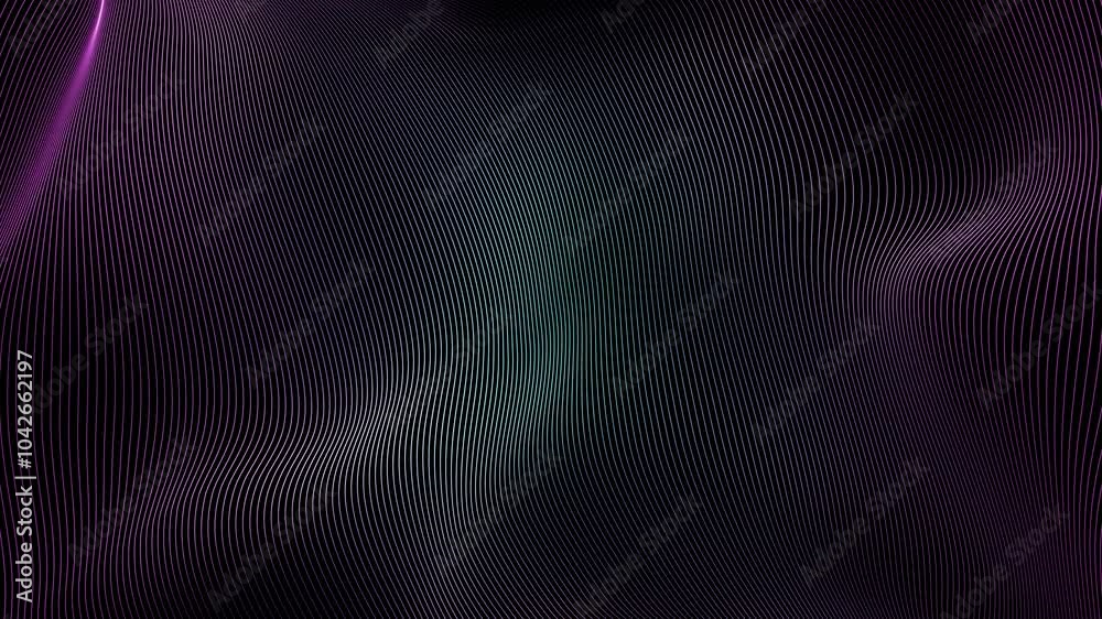 Wall mural abstract violet colored wavy lines pattern looping animation.