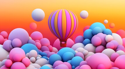 Obraz premium Colorful Balloons in a Dreamy Sky.