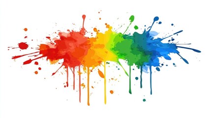 Fototapeta premium Colorful Paint Splatters on White Background