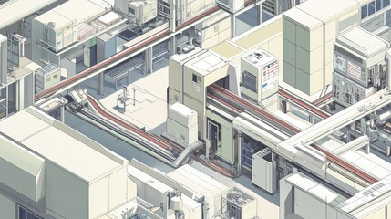 Detailed View of Factory Floor in Standard Scale