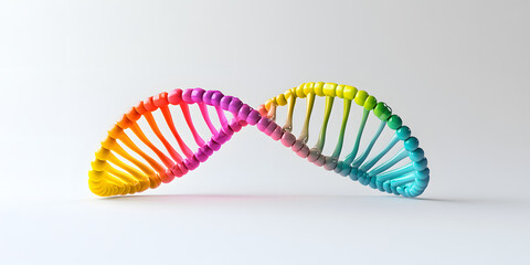 Colorful DNA Double Helix Structure Against White Background
