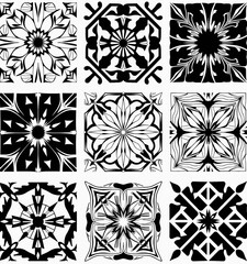 Black and White Geometric Tile Patterns