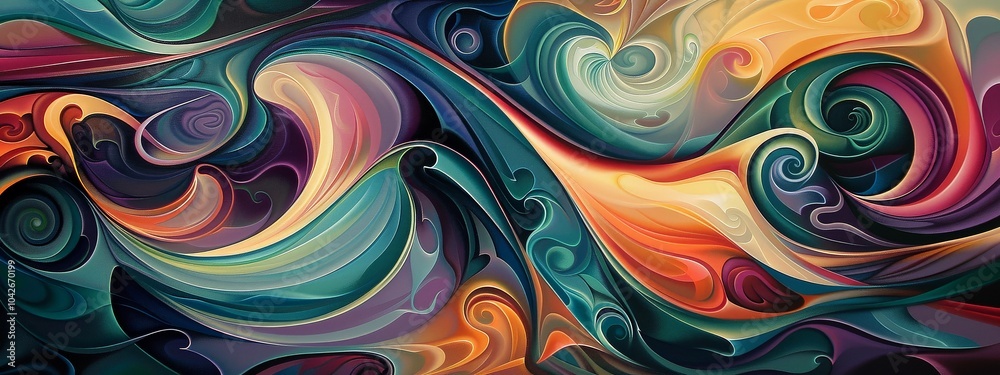 Fototapete a vibrant swirl of colors set against a deep black backdrop in a dynamic and engaging abstract paint