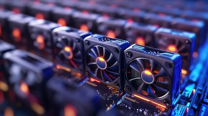 Fototapeta premium Innovative bitcoin mining concept: advanced cryptocurrency 