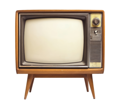 Old standing television isolated on transparent background