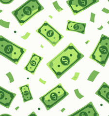 Green Dollar Bills Seamless Pattern  
