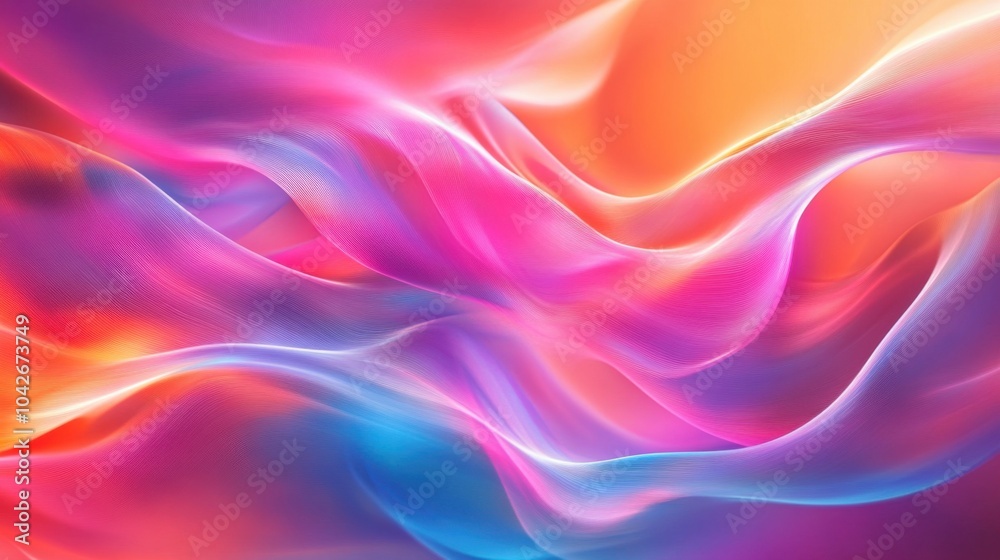 Wall mural an energetic array of intersecting, glowing waves with vibrant color shifts and smooth gradients, mo