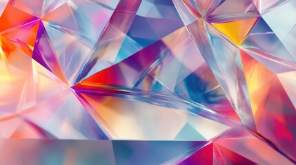 Obraz premium An energetic display of intersecting, translucent triangles with dynamic color shifts and smooth light effects, bold and intricate