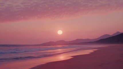 Fototapeta premium Serene Sunset Over Gentle Ocean Waves
