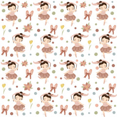 Fototapeta premium Ballet Kids Seamless Pattern