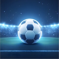 Naklejka premium Bright Spotlighted Soccer Ball in Illuminated Stadium for Thrilling Sports Championship