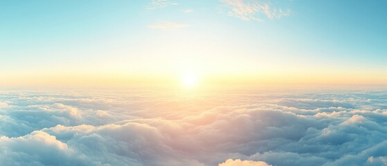 A serene sunrise over a sea of clouds, evoking peace and tranquility.