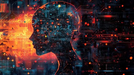 Obraz premium abstract ai technology brain circuitry fractal digital 