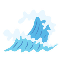 Ocean Waves Illustration in Abstract Design. Isolated on White Background.