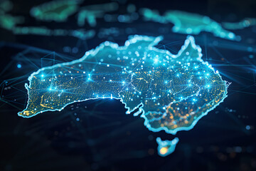 digital representation of Australia highlighting connectivity in data transfer technologies