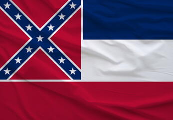 Flag of Mississippi, High Quality fabric and Grunge Image of Mississippi USA. USA states Mississippi Fabric flag.