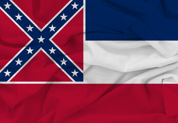 Flag of Mississippi, High Quality fabric and Grunge Image of Mississippi USA. USA states Mississippi Fabric flag.