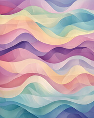 Calming Rhythms &ndash; Fluid, wavy lines in calming pastel tones, mimicking the motion of gentle waves in water