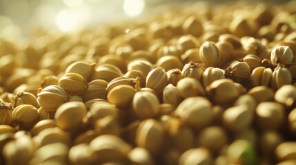 Close-up of a Heap of Dried Coriander Seeds
