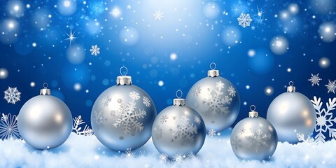 blue christmas background with balls