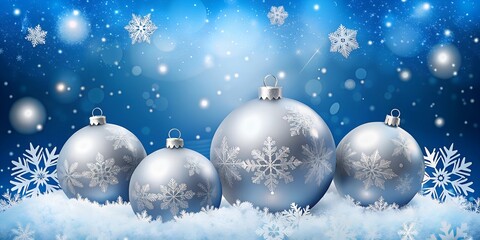blue christmas background with balls