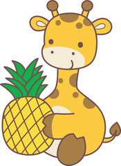 Set Vector Stock Illustrations Isolated of Baby Giraffe.
Cute giraffe animals with various activities.