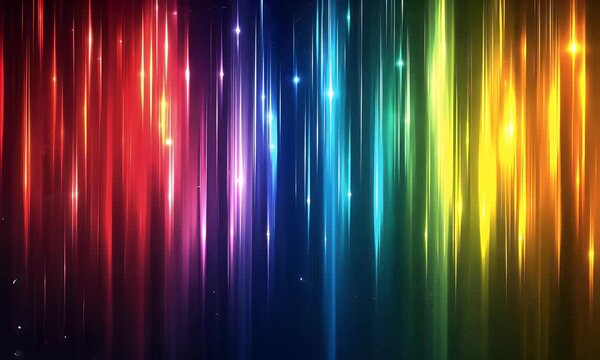 Abstract background with colorful light rays and vertical lines, vector illustration. Digital art design for wallpaper or banner template. Abstract background with colorful light beams and vertical st