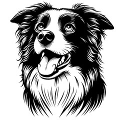 Hand drawn cute Border Collie portrait, vector sketch isolated on white background, SVG vector	